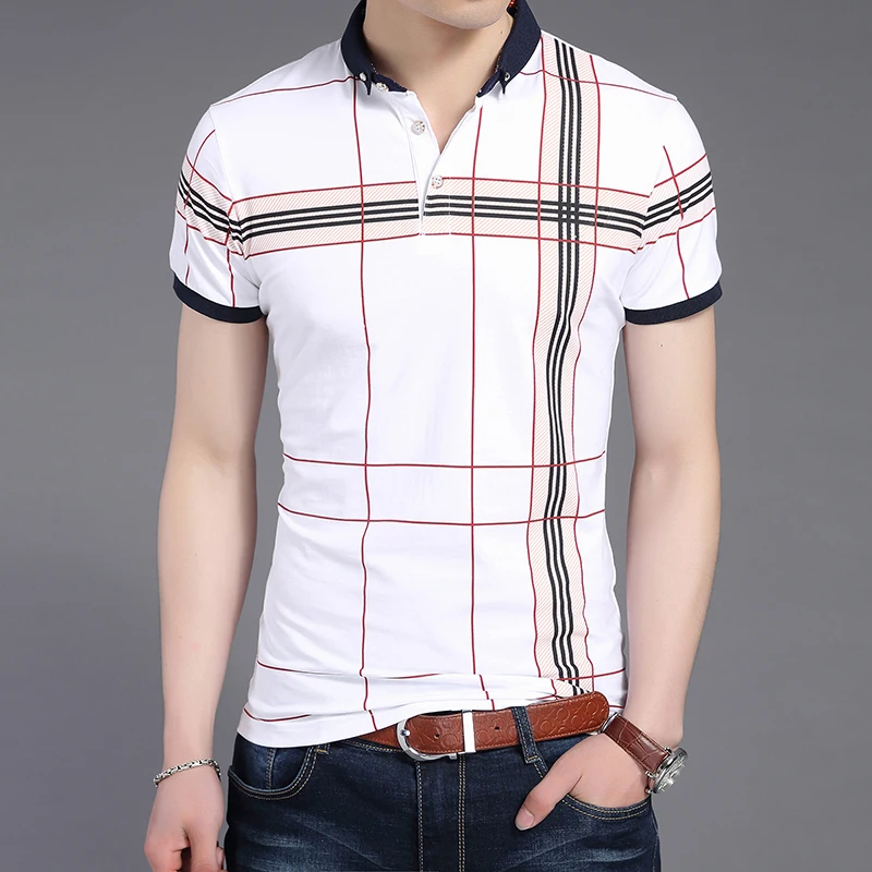 Новая летняя мужская клетчатая рубашка поло Slim Fit Gent Classic Polo короткие рубашки
