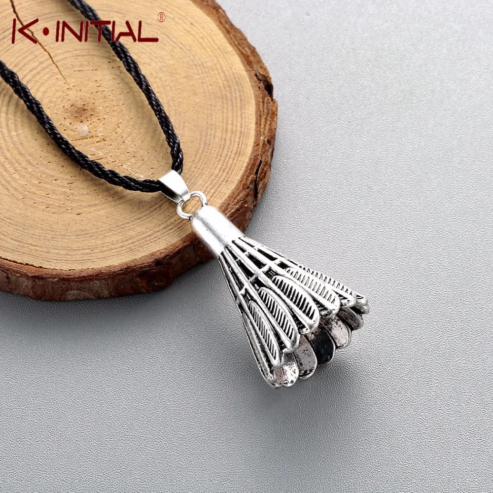 

Kinitial Vintage Badminton Shape Pendant Necklace Rope Band Necklaces Feather Necklace Men Women Sports Fitness Lover Jewelry