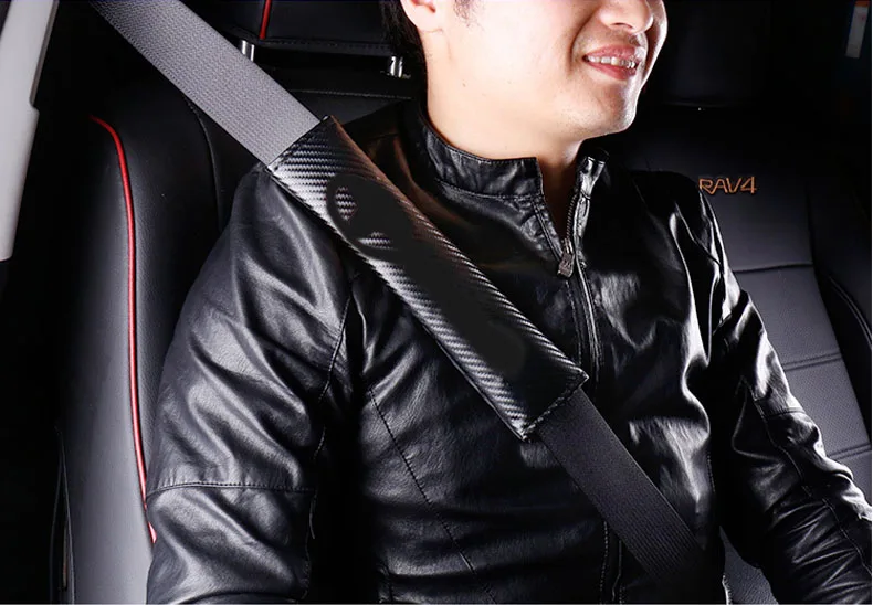 2 шт. углеродного волокна Накладка для ремня безопасности автомобиля плечо