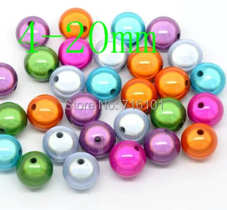 Дешевые Wholesale4-20mm смешанные Цвет Чудо Акриловые круглые шарики новые Фул