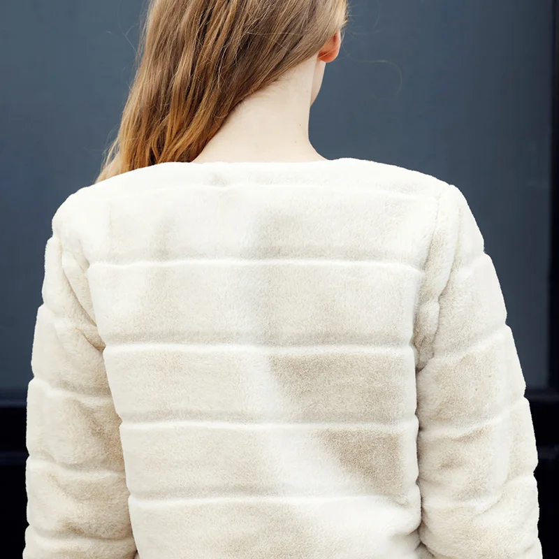 

Winter Collarless X-Long Soft Hairy Overcoats Faux Fur Thick Warm Coats Women Solid Oversize 2XL Female Women Long Fur Jackets