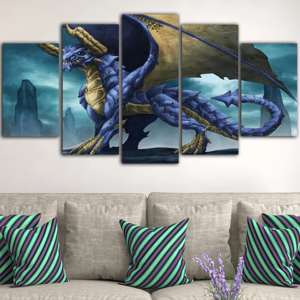 5 Piece Blue Wall Art Nordic Kids Poster Decor Canvas Anime Dragon Ball Picture Prints Tableau Decorativos Drop Shipping | Дом и сад
