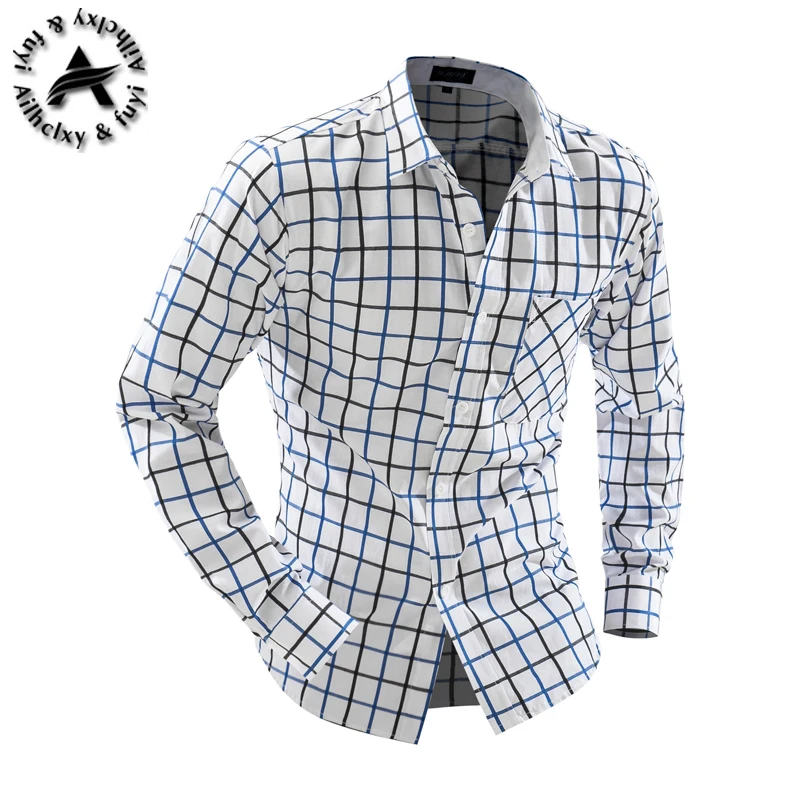 Мужская рубашка в клетку Облегающая размер XXL|dress shirt men|shirt slim fitmen plaid |