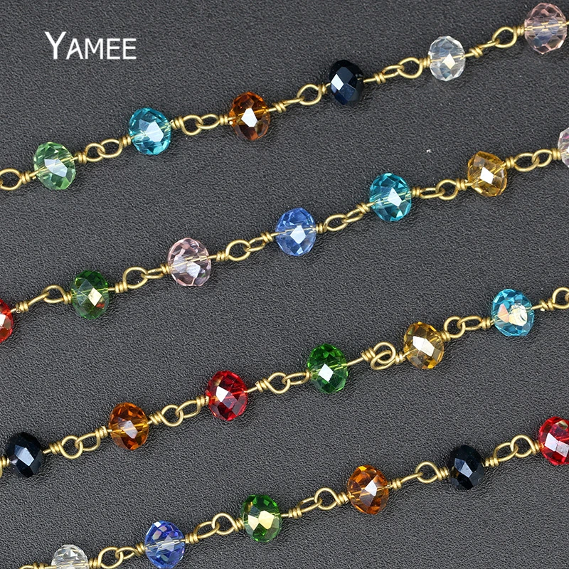 Yamee граненый кристалл цепочка из бисера многоцветная поверхность Агаты