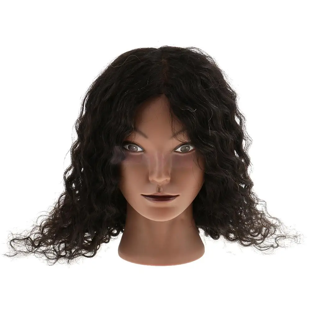 

REAL HUMAN HAIR Hairdresser Cosmetology Silicone Practice Training Mannequin Manikin Head Doll With Mount Hole