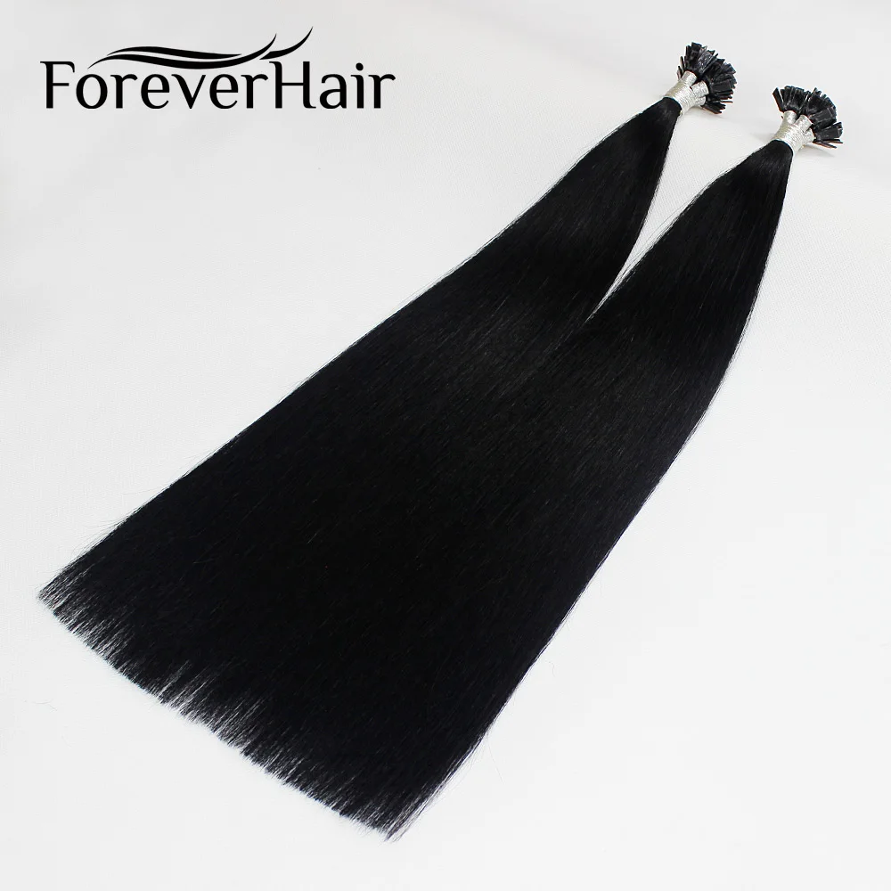 #1 FOREVER HAIR 1 г/локон 2" Remy плоский наконечник двойной нарисованный человеческих волос Расширение прямые капсулы кератин предварительно скрепленные волосы Расширение 100 г - Цвет: #1