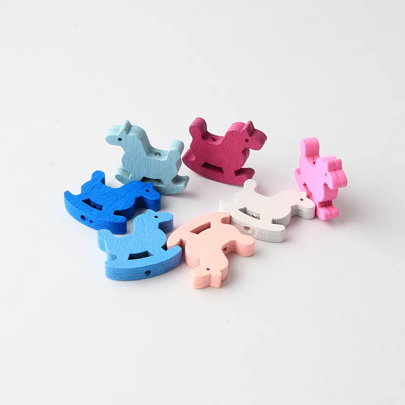 DIY деревянные бусины 30 шт выбрать цвет Лошадь Форма для изготовления ювелирных