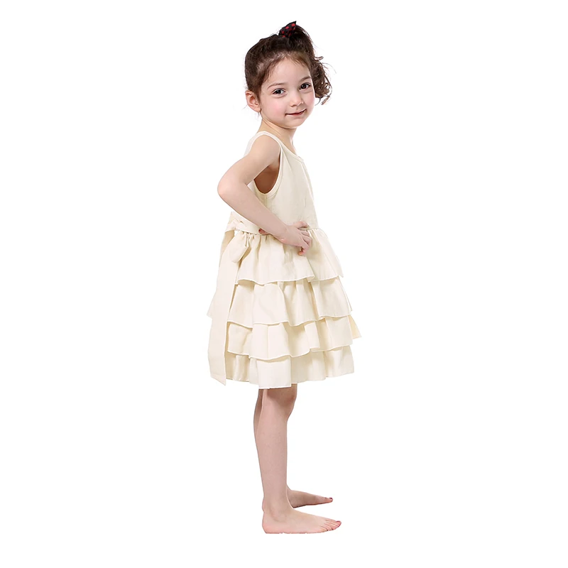 2017 New Girls Dress Ivory Linen Ruffle Dresses Summer Spring Clothes Party Wedding | Детская одежда и обувь