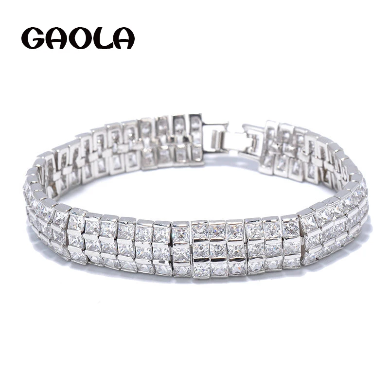 

GAOLA Woman Classic White Gold Color Shinning AAA Square Cubic Zirconia Paved Bracelets Fashion Luxury Jewelry GLS0101