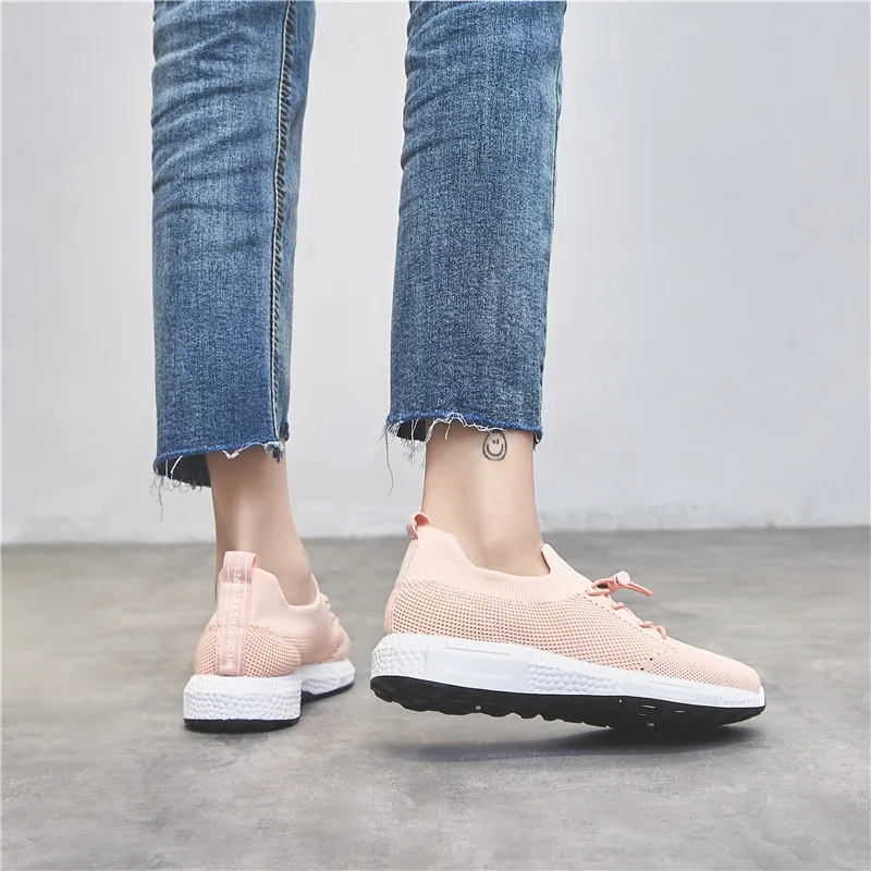 New Sneakers Woman 2019 Summer Comfortable Women'S Running Shoes breathable Lace Up Soft Mesh Sport Zapatillas Mujer | Спорт и