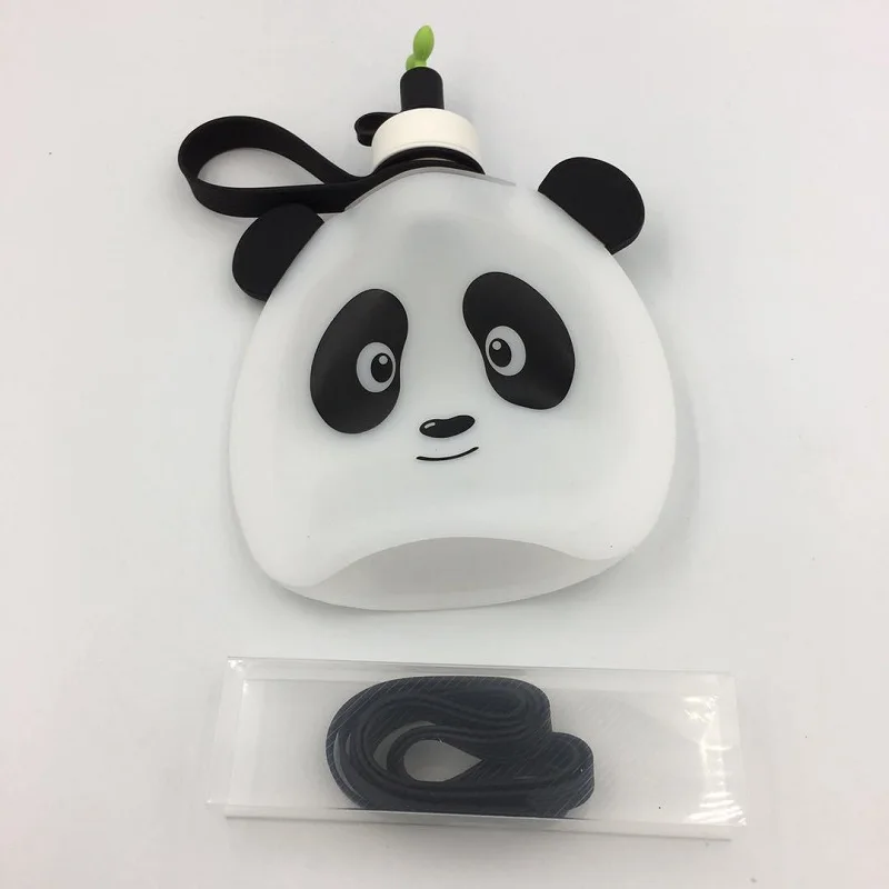 panda Корейская складная бутылка для воды BPA бесплатно Милая Питьевая мультяшная силиконовая детская походный чайник Складная герметичная портативная чашка для воды - Цвет: panda
