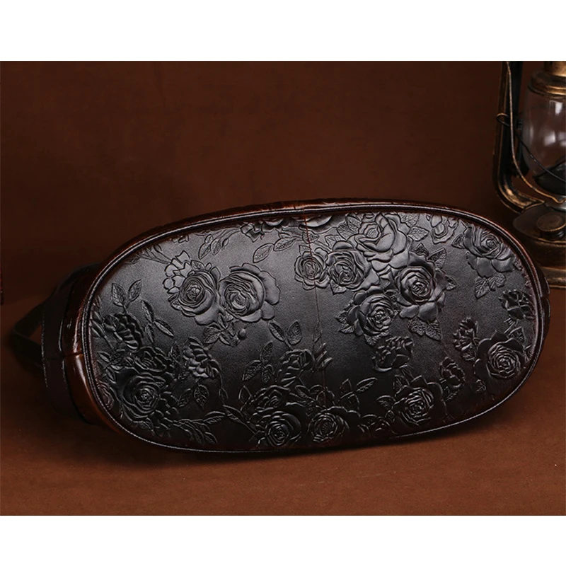 Сумка тоут женская из натуральной кожи с тиснением роскошный винтажный саквояж