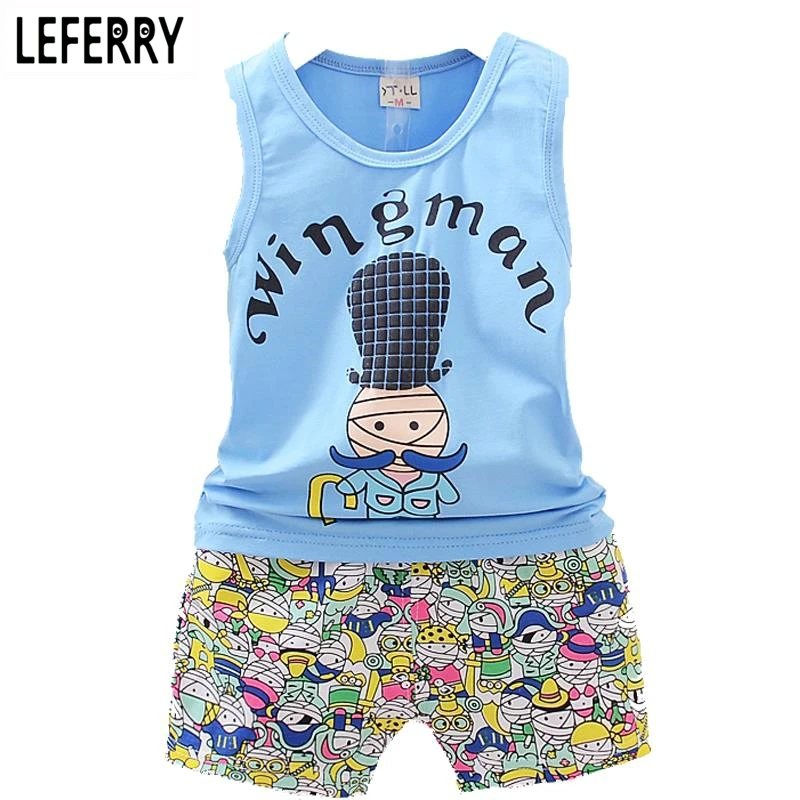 Baby Boy Clothing Set Summer Kids Boys Clothes Sleeveless Shirt + Shorts Sports Suit Vest | Детская одежда и обувь