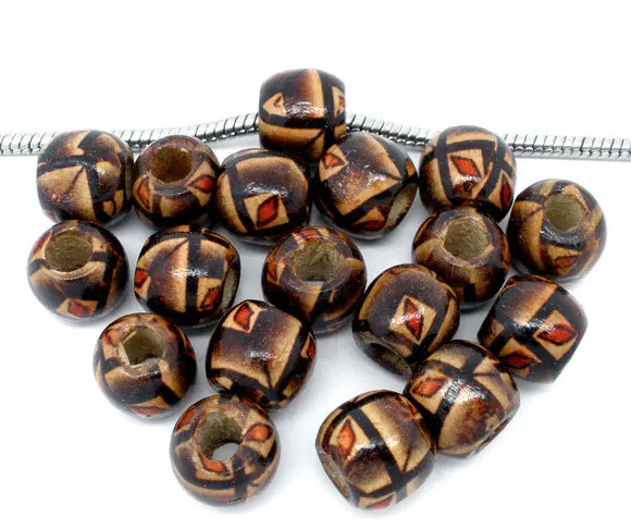 Free Shipping 100pcs Coffee Color Painted Drum Wood Beads Fits Charm Bracelet 11x12mm J0889 | Украшения и аксессуары