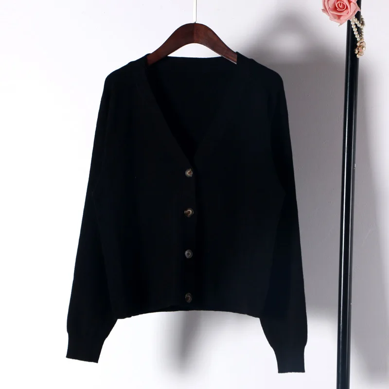 

Shuchan Women Cardigan Knit Sweater Women V-Neck Office Lady Female Cardigan Fall Womens Long Sleeve Cardigan korean style women