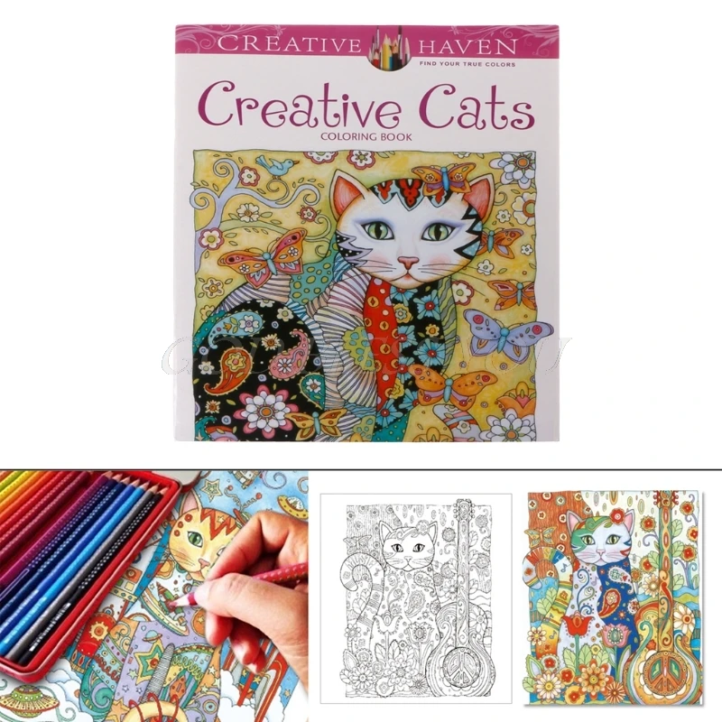 24 Pages Creative Cat Coloring Book Kill Time Painting Drawing For Children Dropshipping | Канцтовары для офиса и дома
