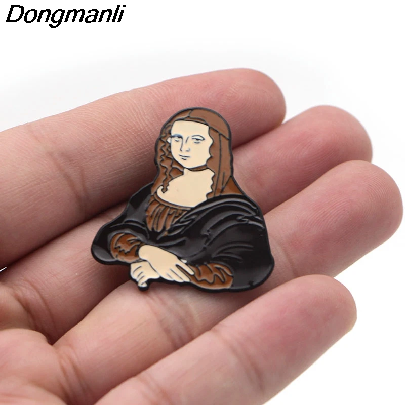 P2132 Dongmanli, вдохновленная "Mona Lisa" от Leonardo da Vinci, Винтажная брошь, высокое качество, металлические эмалированные булавки, значок, бижутерия