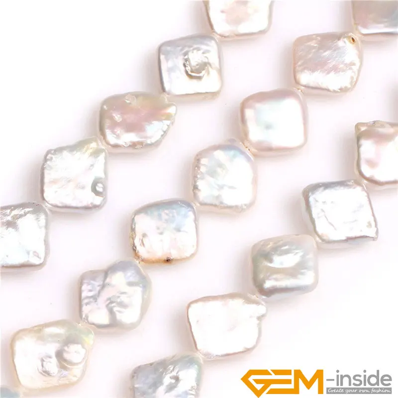 

14mm Square Rhombus Shape Nuclear Edison Pearls Beads Natural Pearls Beads DIY Beads For Women Jewelry Making Strand 15 Inches