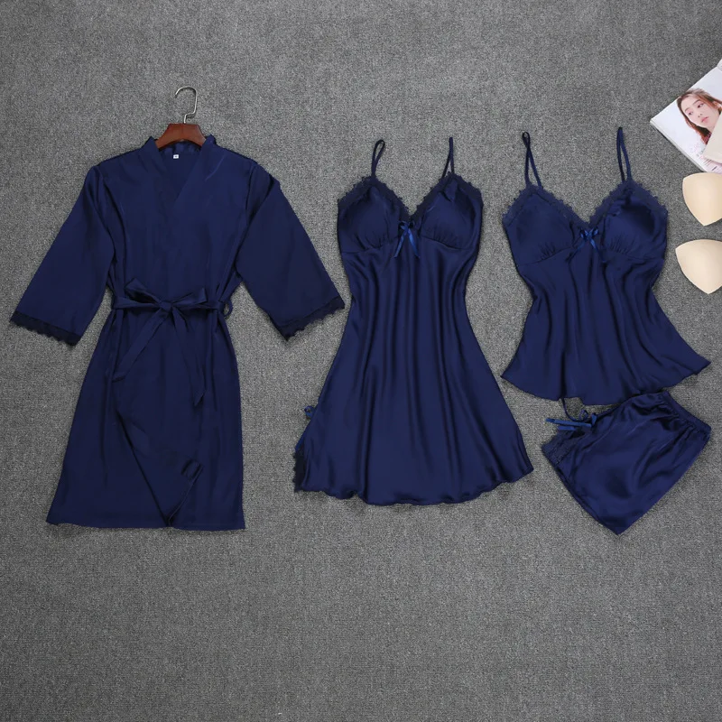 BEZL оптовая продажа сексуальное ночное белье 4 шт. шелковый халат летние женские