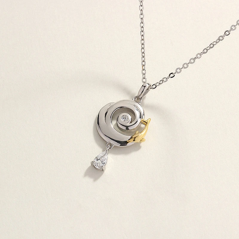 SpringLight Water Wave Fish bell Design Pendant Real 925 Sterling Silver Fine Jewelry Elegant Round Necklace for Women Party | Украшения и