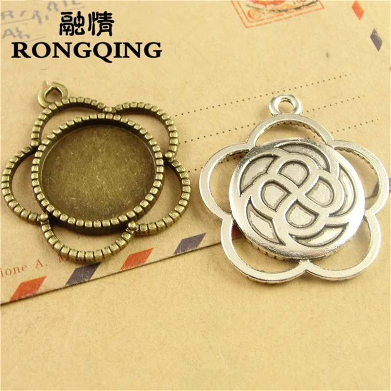 

RONGQING 30pcs/lot Flowers Retro Tray DIY Accessories Wholesale Craft 20 mm