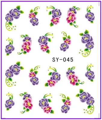 6 упак./лот блестящая водяная наклейка наклейки для ногтей цветочные папы