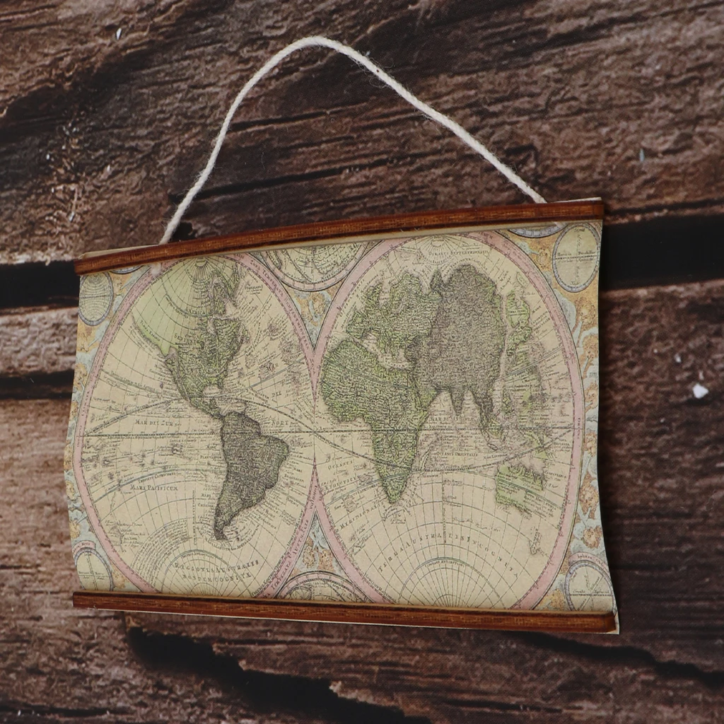 Миниатюрный винтажный Большой карта мира для 1/6 1/12 шкал кукольный домик
