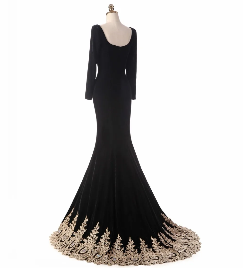 2017 новое поступление с длинными рукавами золотистые кружевные аппликации черная