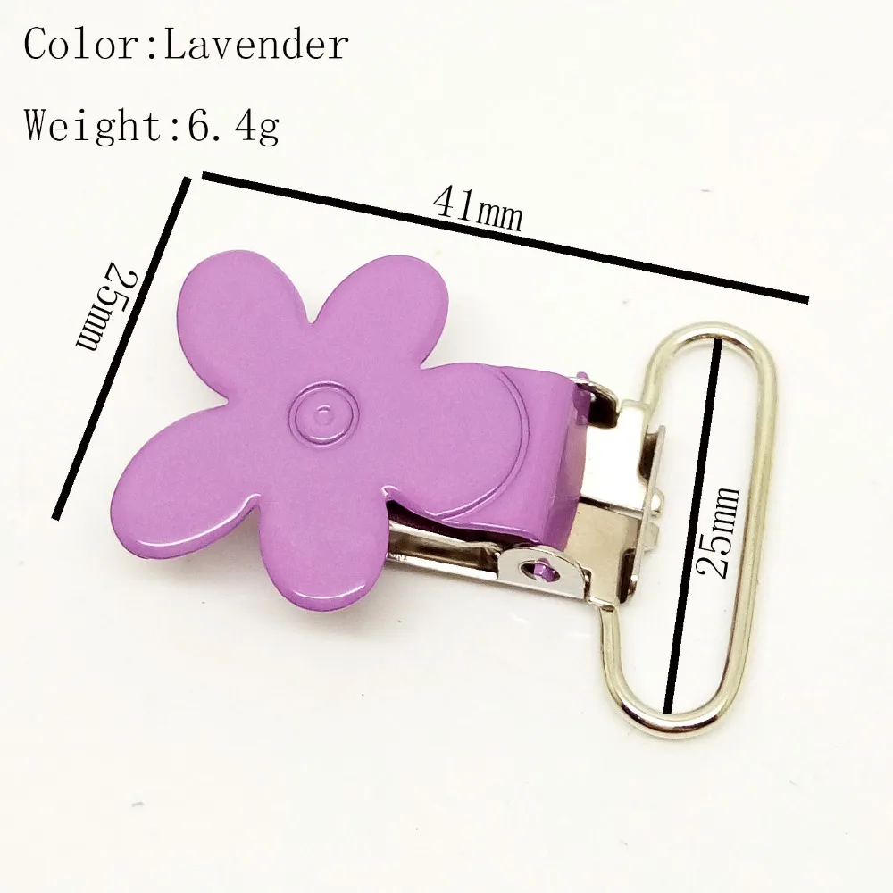 

50pcs per lot new metal suspender clips 25mm enamel pacifier clips with lavender wholesale and retails
