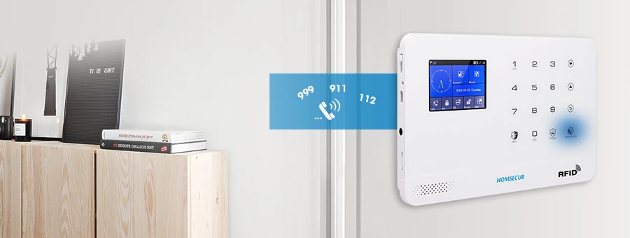 HOMSECUR Беспроводной ЖК-дисплей 3g/WCDMA RFID SMS Автодозвон Система Сигнализации домашней безопасности