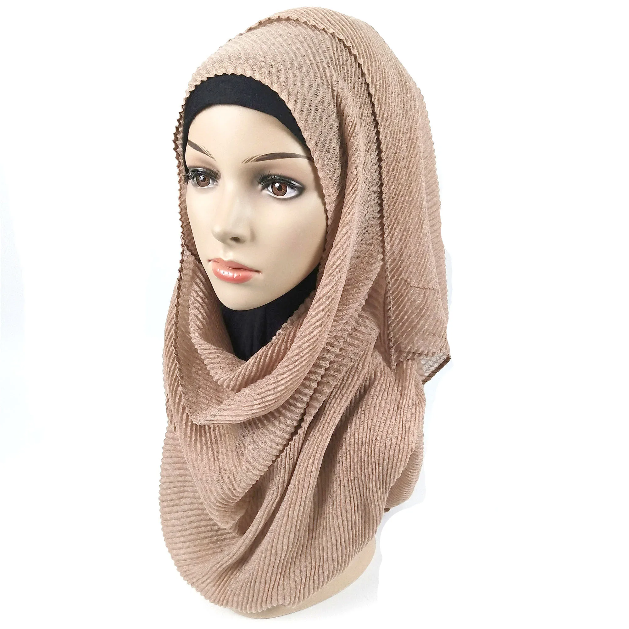 

Popular ladies Ripple wrinkle scarf shawl wrap raised grain drape muslim headband viscose autumn scarves 20 color 10pcs/lot