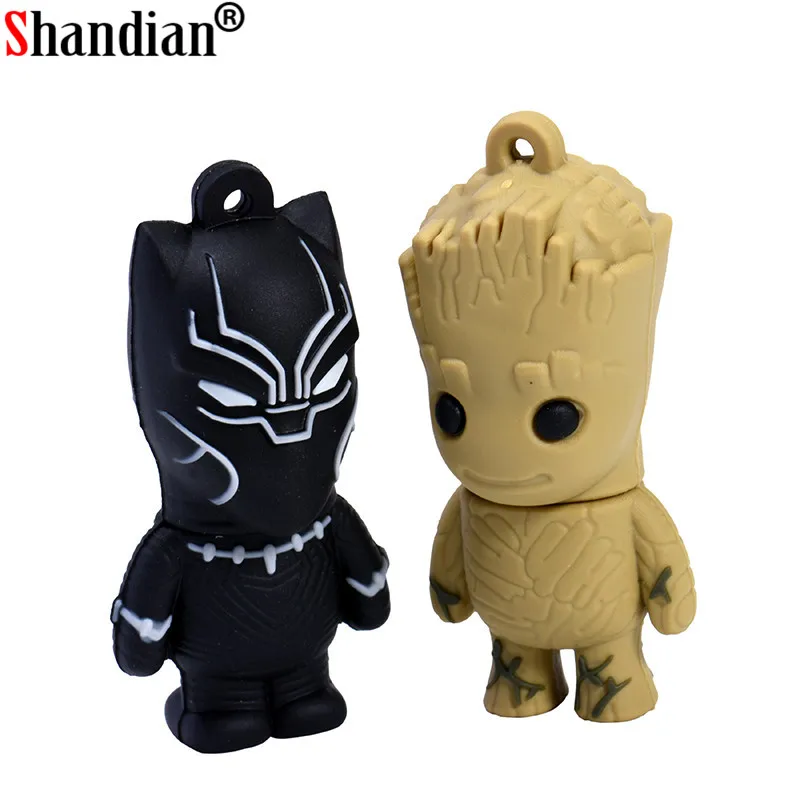 SHANDIAN Marvel Comics Черная пантера Дэдпул USB 2,0 флеш-накопитель Миньоны карта памяти Флешка 4 ГБ 16 ГБ 32 ГБ 64 ГБ подарок