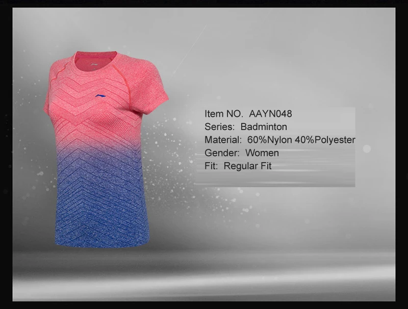 Li-Ning, женские футболки для бадминтона из моно пряжи, дышащие, для фитнеса, для соревнований, топ, Удобная подкладка, Спортивная футболка, AAYN048 WTS1362