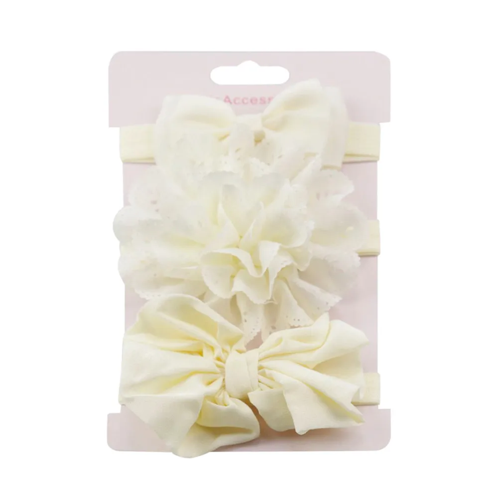 Yundfly 3pcs/set Kids Elastic Floral Headband Baby Girls Bowknot Solid Color Children Hair Turban Headwear Set | Мать и ребенок