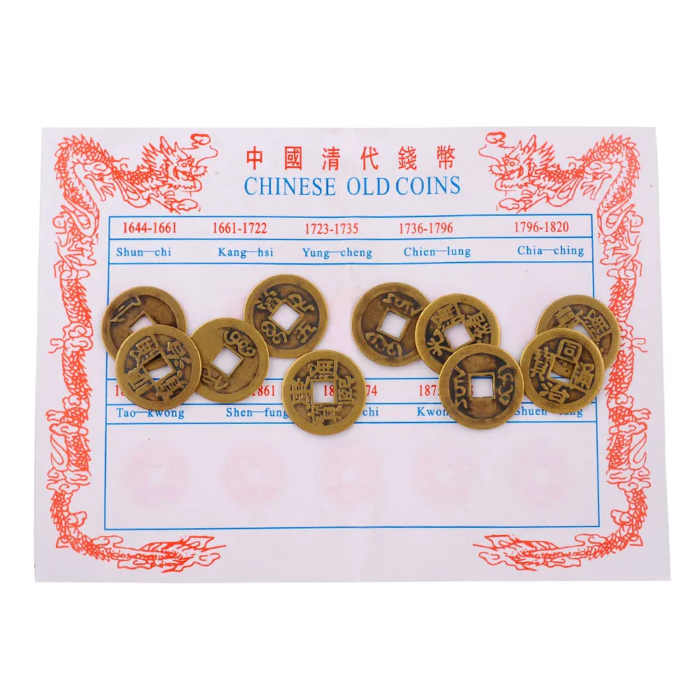 10x фэн-шуй Лаки китайская Фортуна монета Феникса восточные императоры Qing Money I Ching