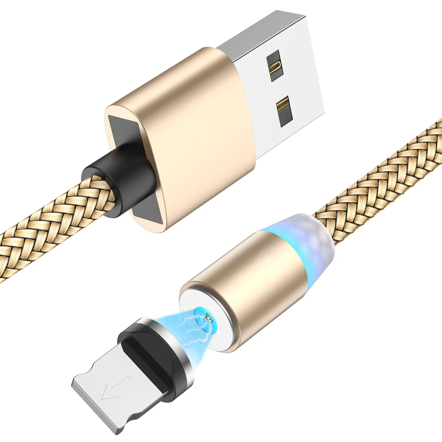Moskado USB кабель с магнитной зарядкой USB цифровой линии быстрой зарядки Micro usb кабель для передачи данных type C USB зарядки шнуры - Цвет: For iphone Gold