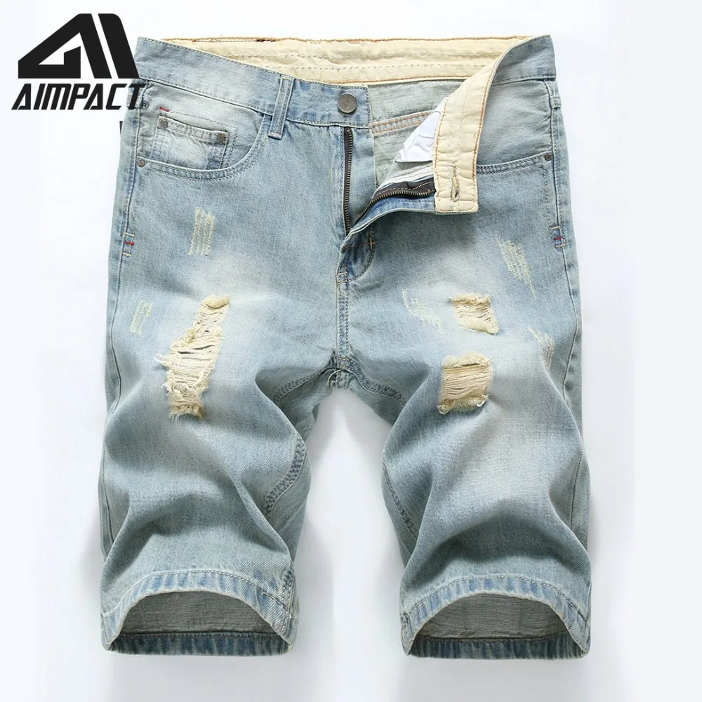 Vintage Denim Shorts for Men Cowboy Ripped Jean Trunks Male Summer Slim Fitted Hi-Street Distressed Skinny Jeans Shorts AM2300