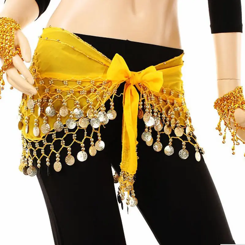Женский костюм для танца живота набедренный пояс с монетами 128 см|hip scarf|india dancecoin