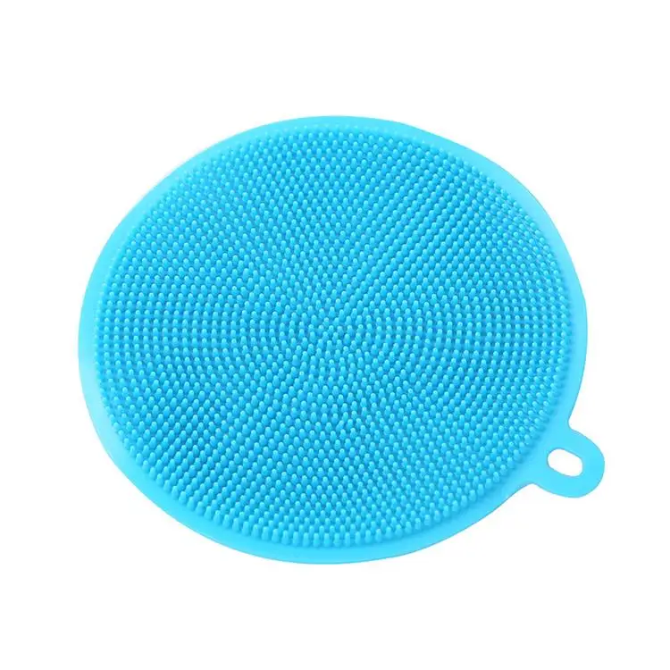 1Pcs Blue Мягкие силиконовые блюдо губка для мытья, скребок Волшебные чистящие кисти, миска губки горшок противень чашка антибактериальные кисти Кухня инструмент - Цвет: 1Pcs Blue