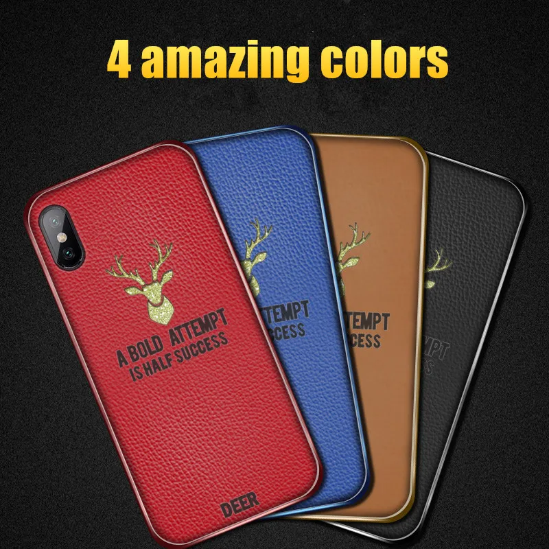 Luxury Deer Leather Case For iPhone X Xs Max XR Ultra Thin Plating TPU Soft Cover 6 6s 7 8 Plus Shockproof |