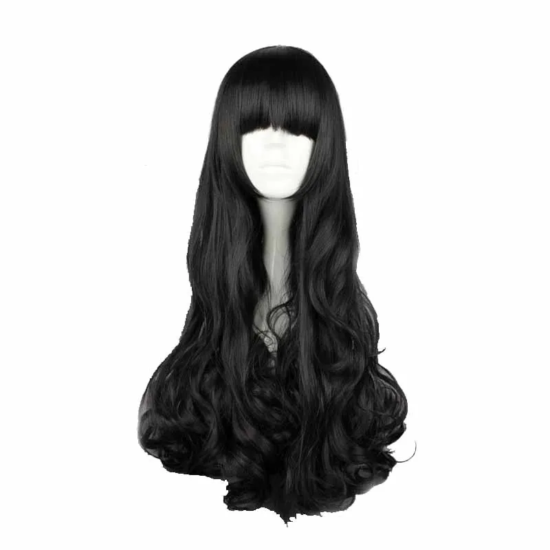 MCOSER Бесплатная доставка 70 см синтетический длинный вьющийся черный цвет косплей