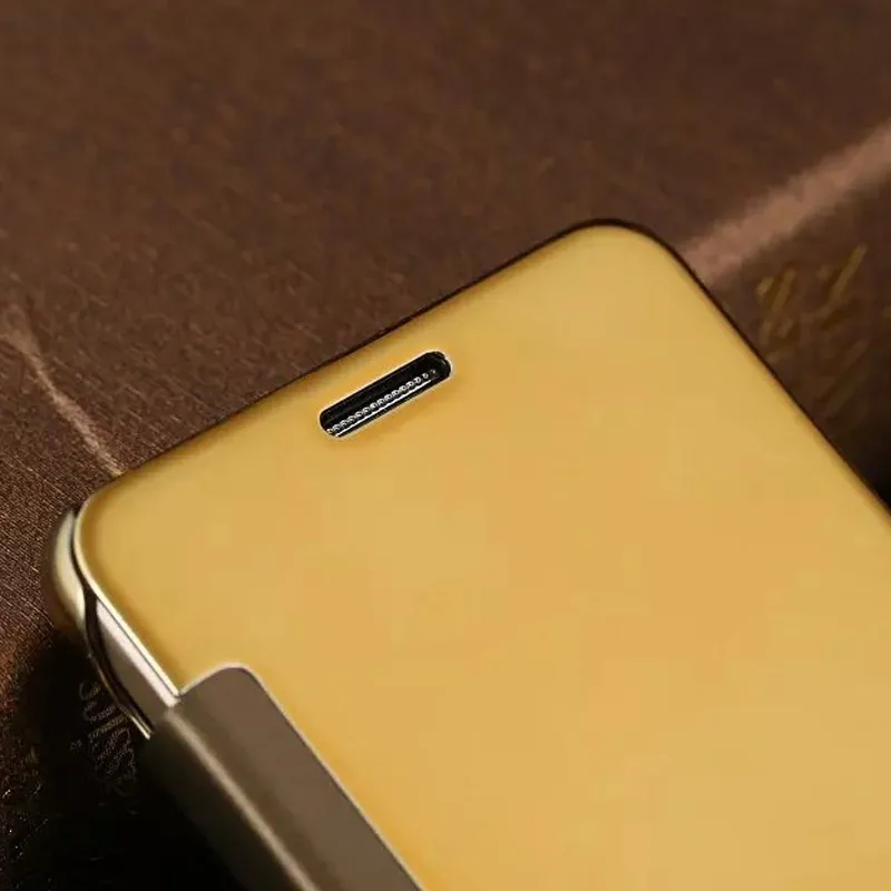 Умный роскошный флип чехол для Samsung Galaxy S6 S7 Edge S8 S9 S10 Plus Note 8 9 10 кожаный зеркальный