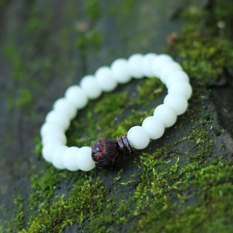 Эластичный браслет на запястье модный белый корень дерева Бодхи бусы новый