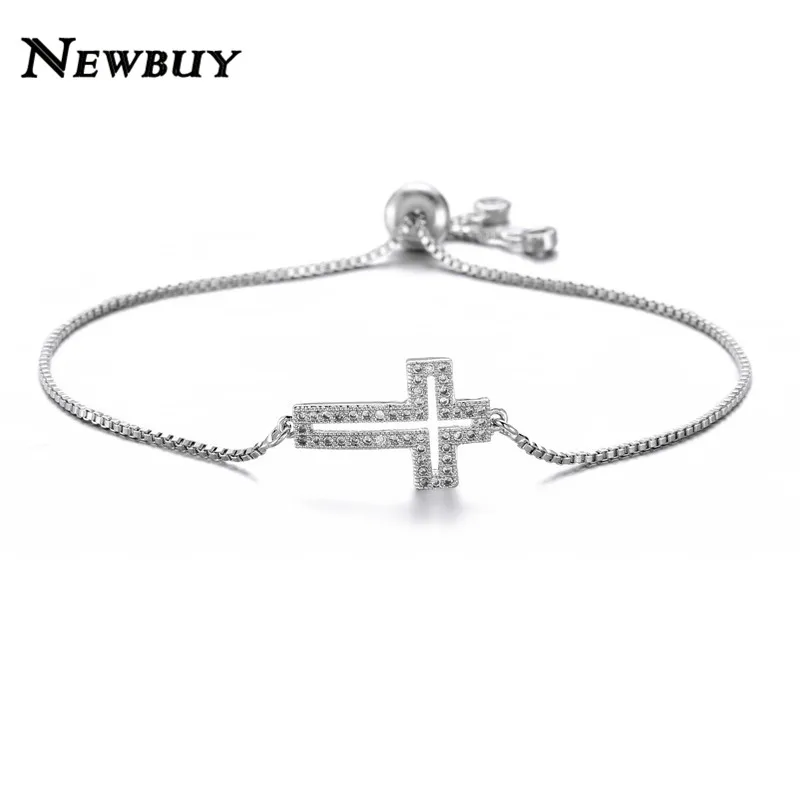 NEWBUY классические AAA + кубические циркониевые браслеты с крестообразной подвеской