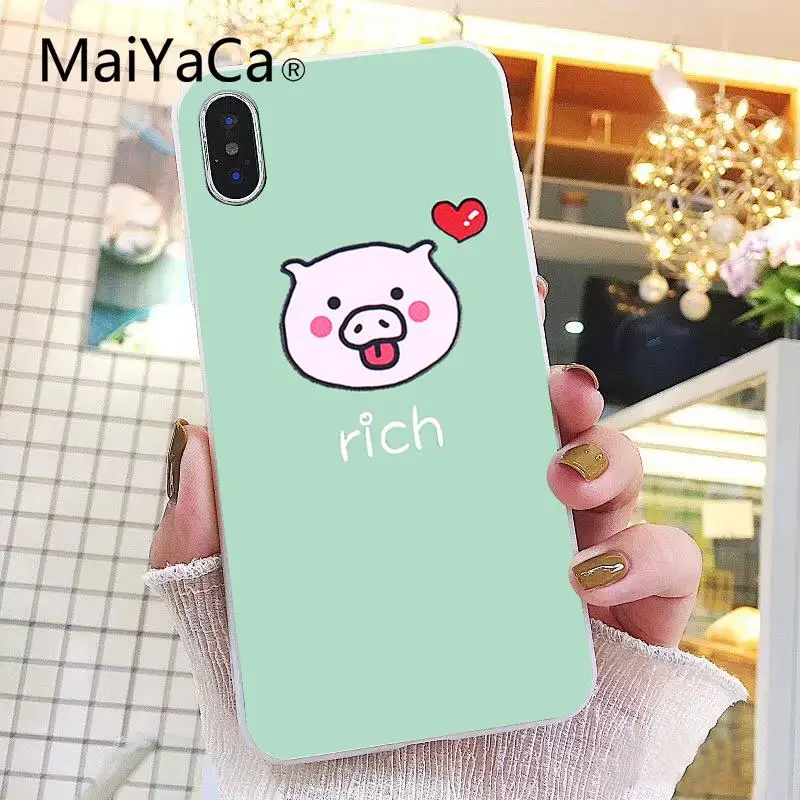 Maiyaca Cute Cartoon Rich Pig Soft Silicone TPU Phone Cover for iPhone X XS MAX 6 6s 7 7plus 8 8Plus 5 5S SE XR | Мобильные телефоны
