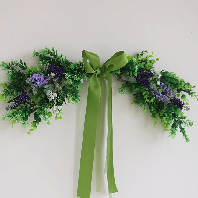 

50cm Artificial Lavender Flower Door Lintel Mirror Flower Wedding Door Hanging Decoration Garden Home Christmas Party Decor