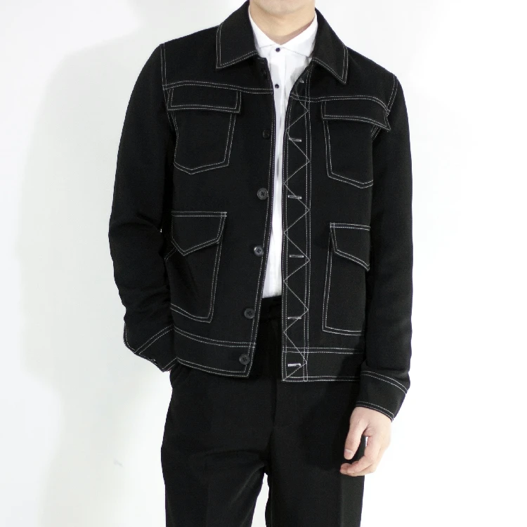 

XS-6XL 2019 новые мужские новые модные стилист волос модные walk-шоу с изображениями черно-белых линий и простая куртка размера плюс костюмы