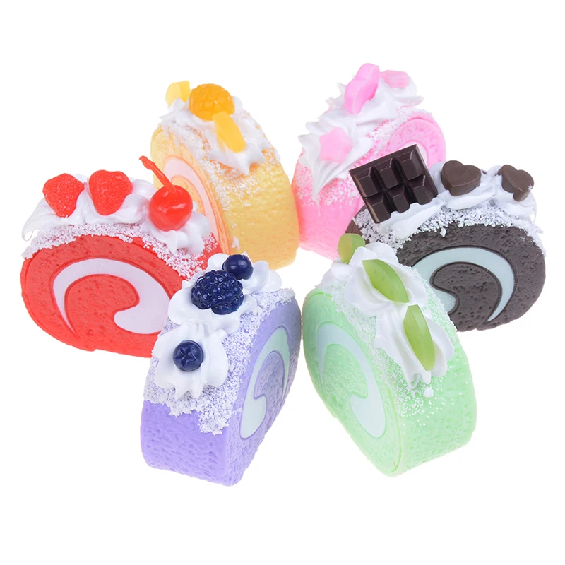 ПУ имитация крема Швейцарский рулон десерт фруктовый торт искусственные