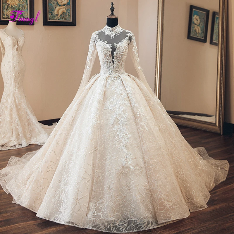 Vestido de Noiva аппликации двор поезд расшитый бисером А силуэта Свадебные платья 2019