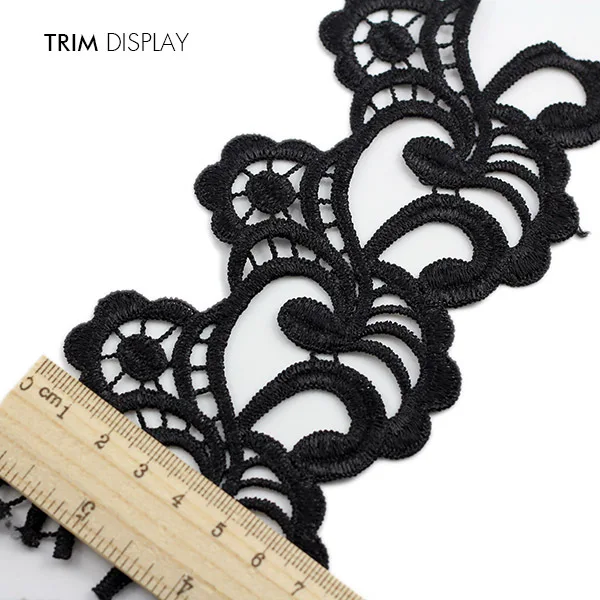 

Black Embroidered Motif Lace Fabric Venise Ribbon Applique Scrapbooking Trim Decorated Sewing Supplies aviamentos 28yard /T823